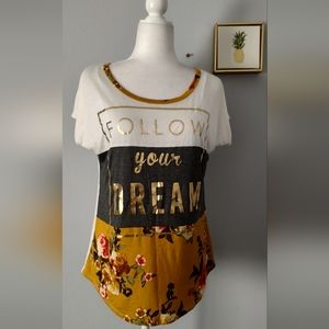 Gemstone Top Blouse  Casual Size Large Comfortable Shor Sleeves Multicolor New